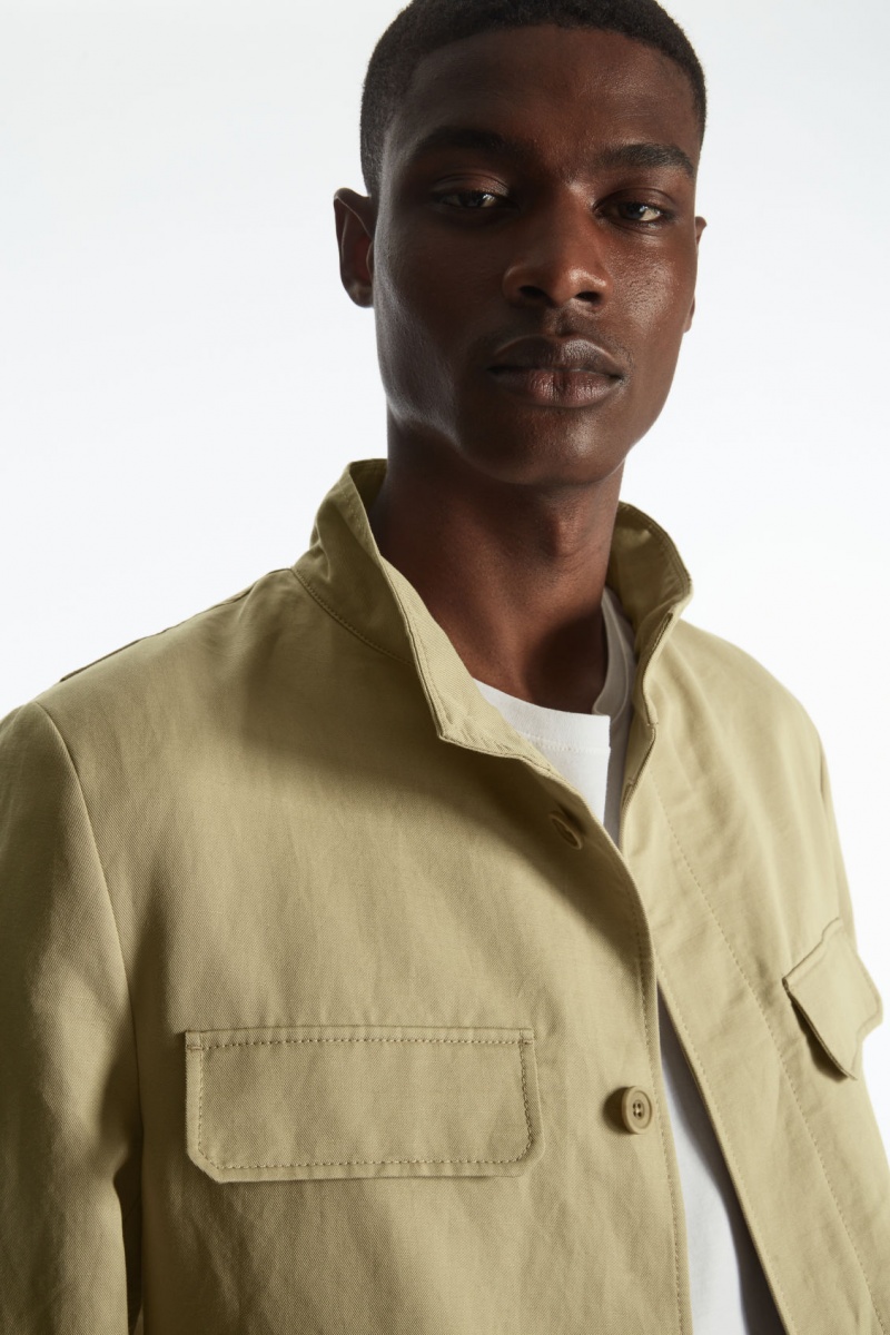 Men's COS Linen Field Jackets Beige NZ-23LWCKUYD