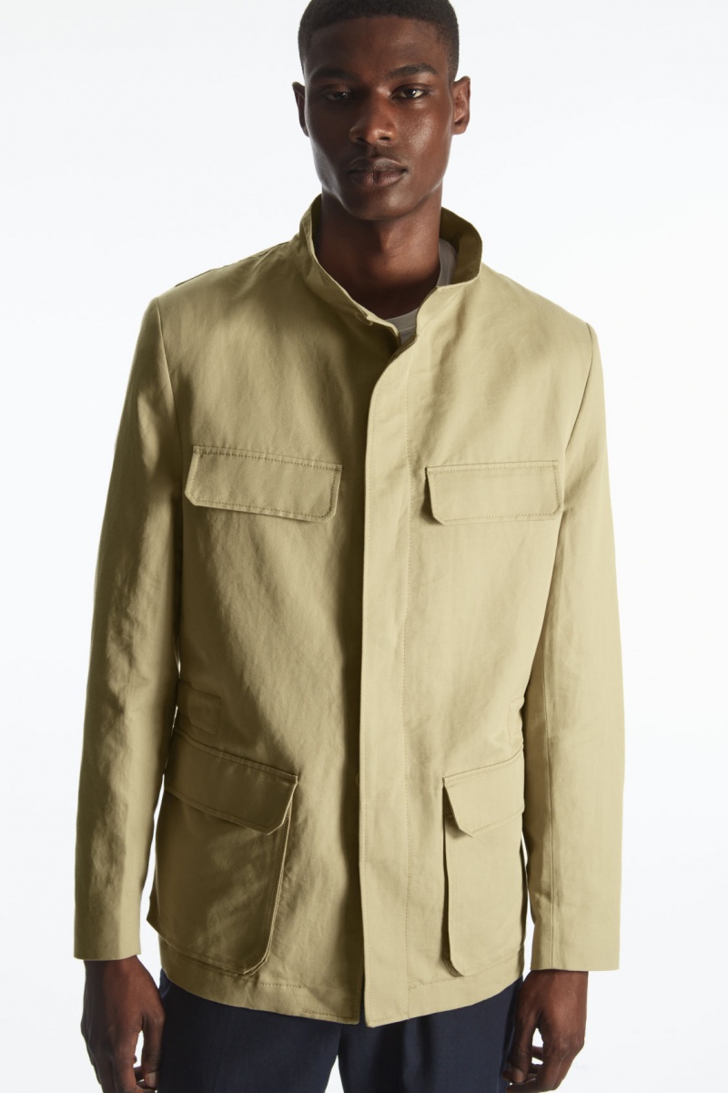 Men's COS Linen Field Jackets Beige NZ-23LWCKUYD