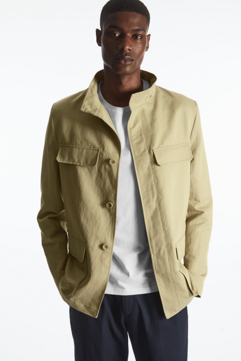 Men\'s COS Linen Field Jackets Beige NZ-23LWCKUYD