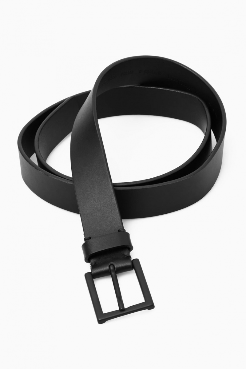 Men's COS Matte Tonal Leather Belts Black NZ-28IPNWCAB