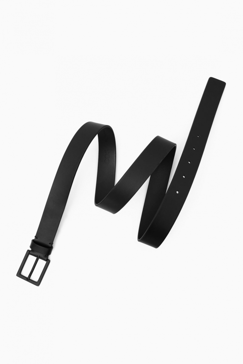 Men's COS Matte Tonal Leather Belts Black NZ-28IPNWCAB