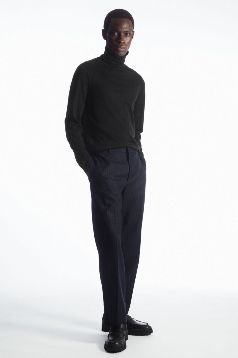 Men's COS Merino Wool Turtleneck Sweaters Black NZ-76GSKURON