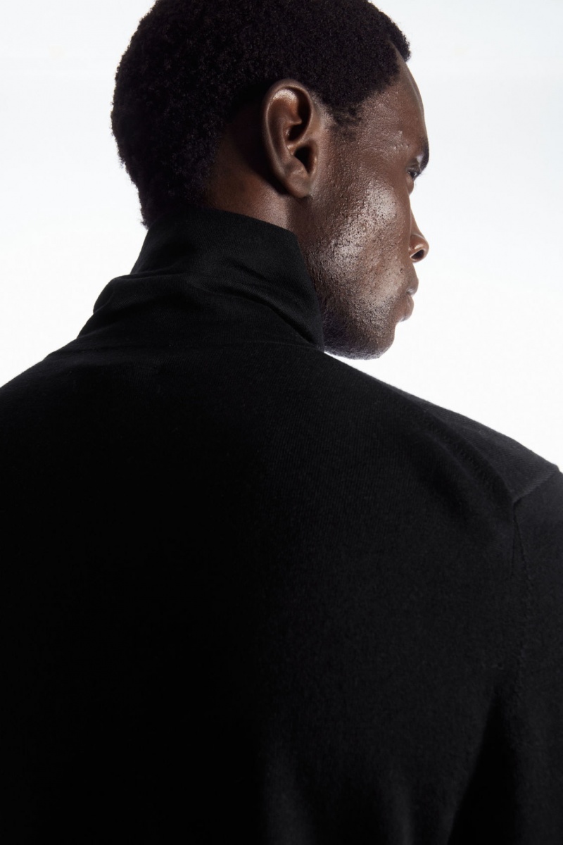 Men's COS Merino Wool Turtleneck Sweaters Black NZ-76GSKURON