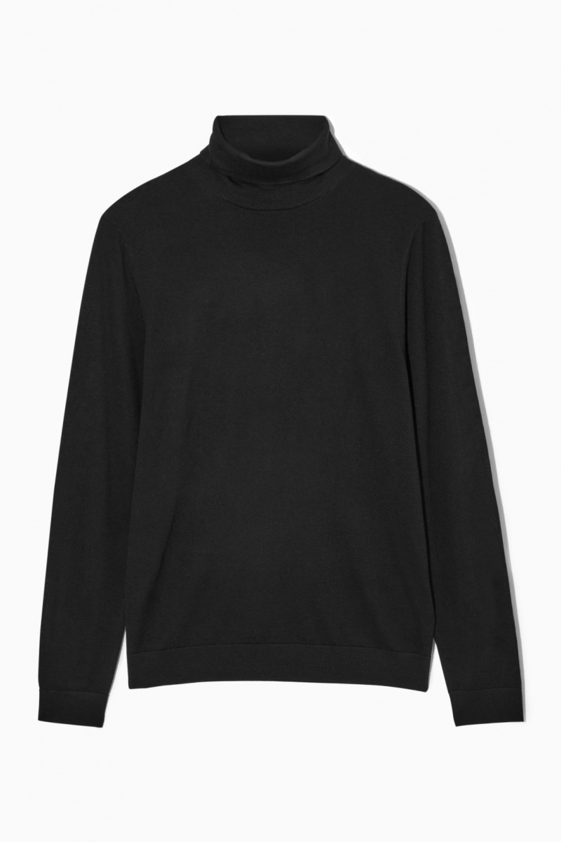 Men's COS Merino Wool Turtleneck Sweaters Black NZ-76GSKURON