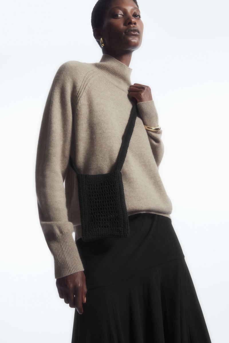 Men's COS Mini Crochet Crossbody Bag Black NZ-41SKCAVQI