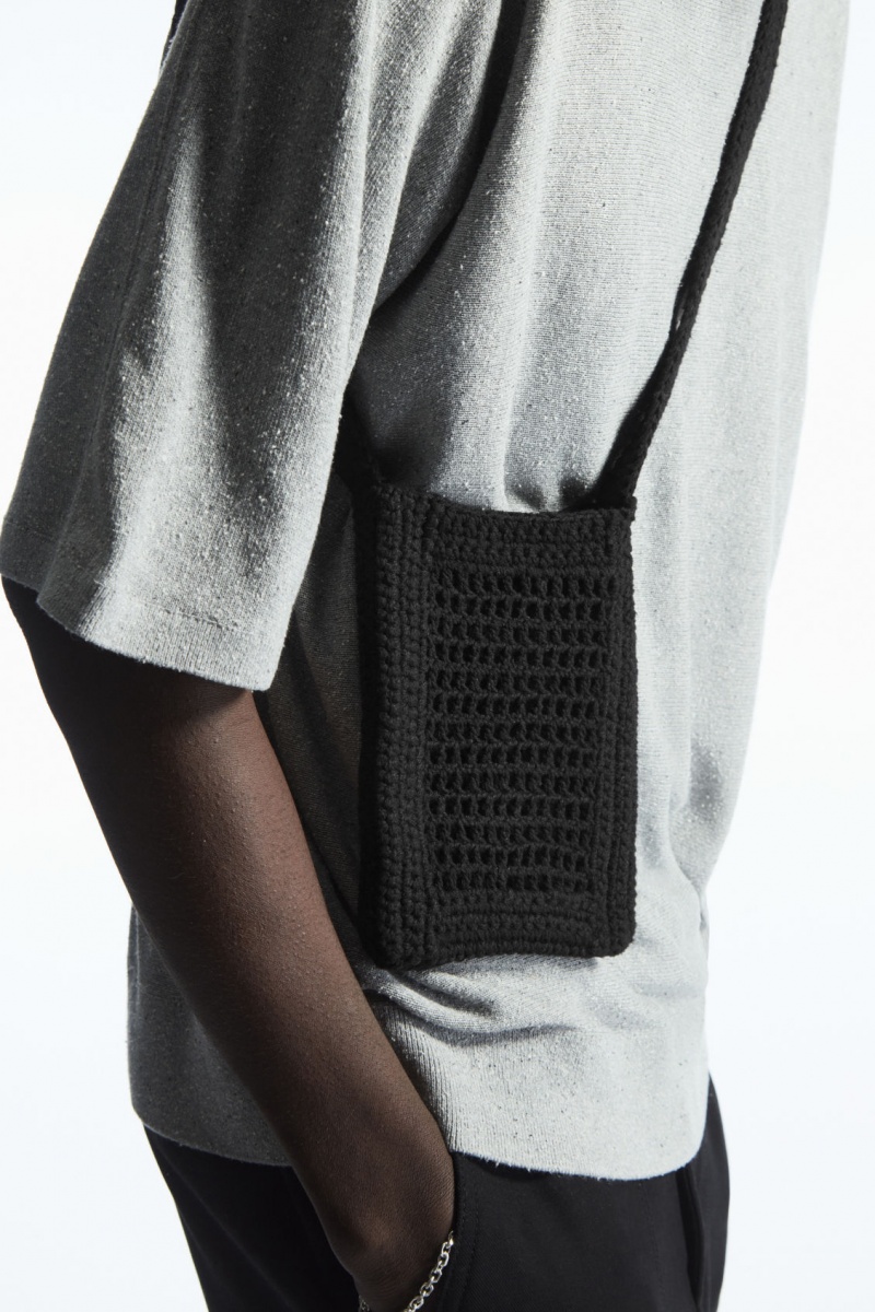 Men's COS Mini Crochet Crossbody Bag Black NZ-41SKCAVQI