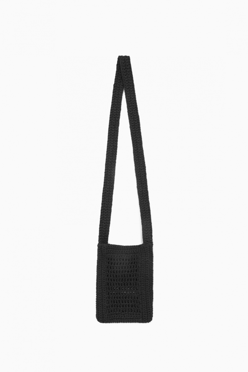 Men's COS Mini Crochet Crossbody Bag Black NZ-41SKCAVQI