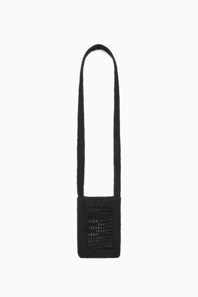 Men's COS Mini Crochet Crossbody Bag Black NZ-41SKCAVQI