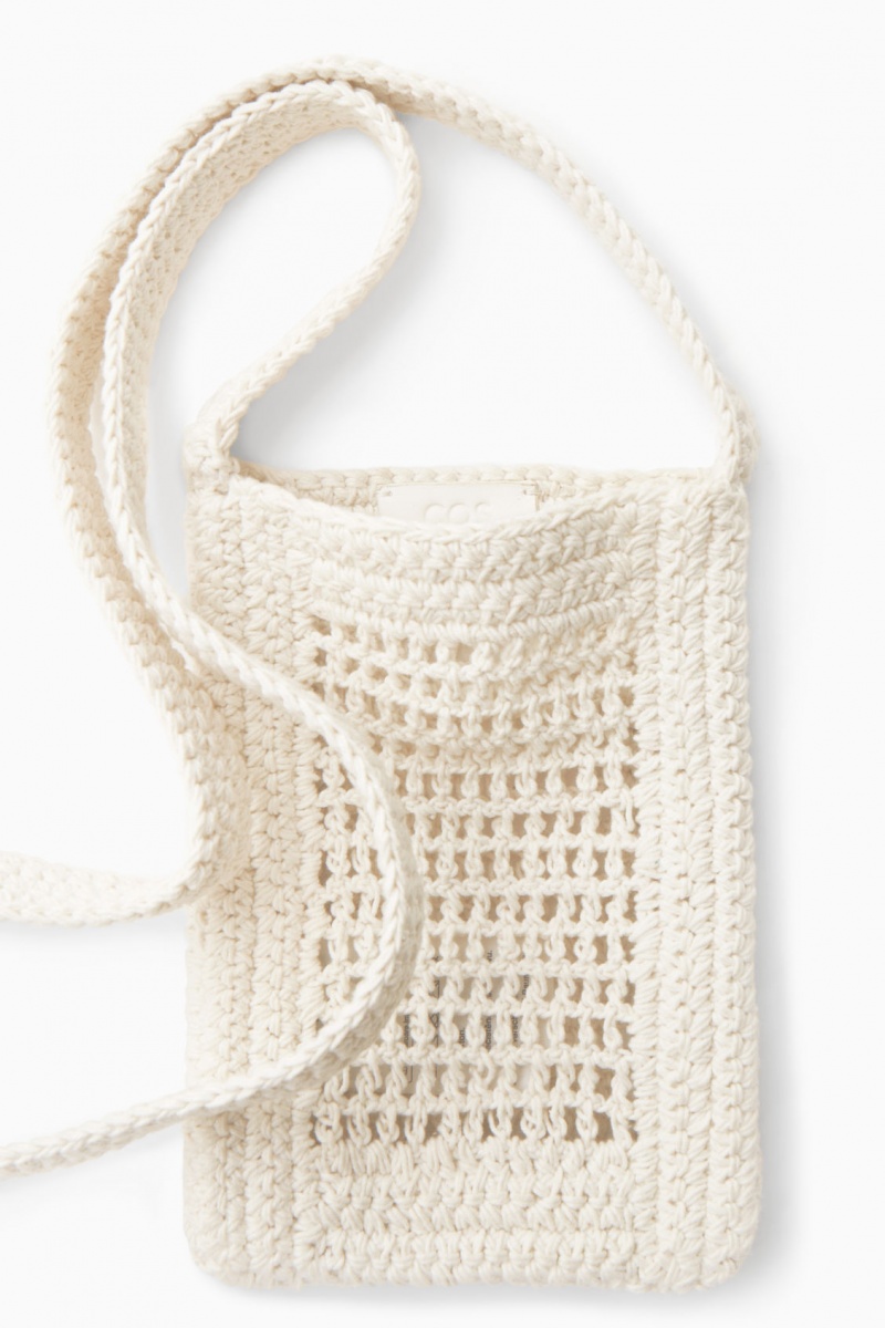Men's COS Mini Crochet Crossbody Bag Cream NZ-39CEKIPLZ
