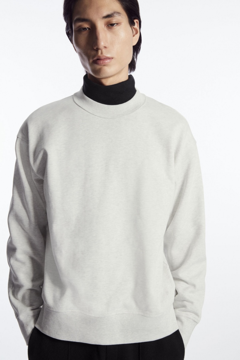 Men's COS Mock-Neck Sweatshirt Grey NZ-80RPASDWV