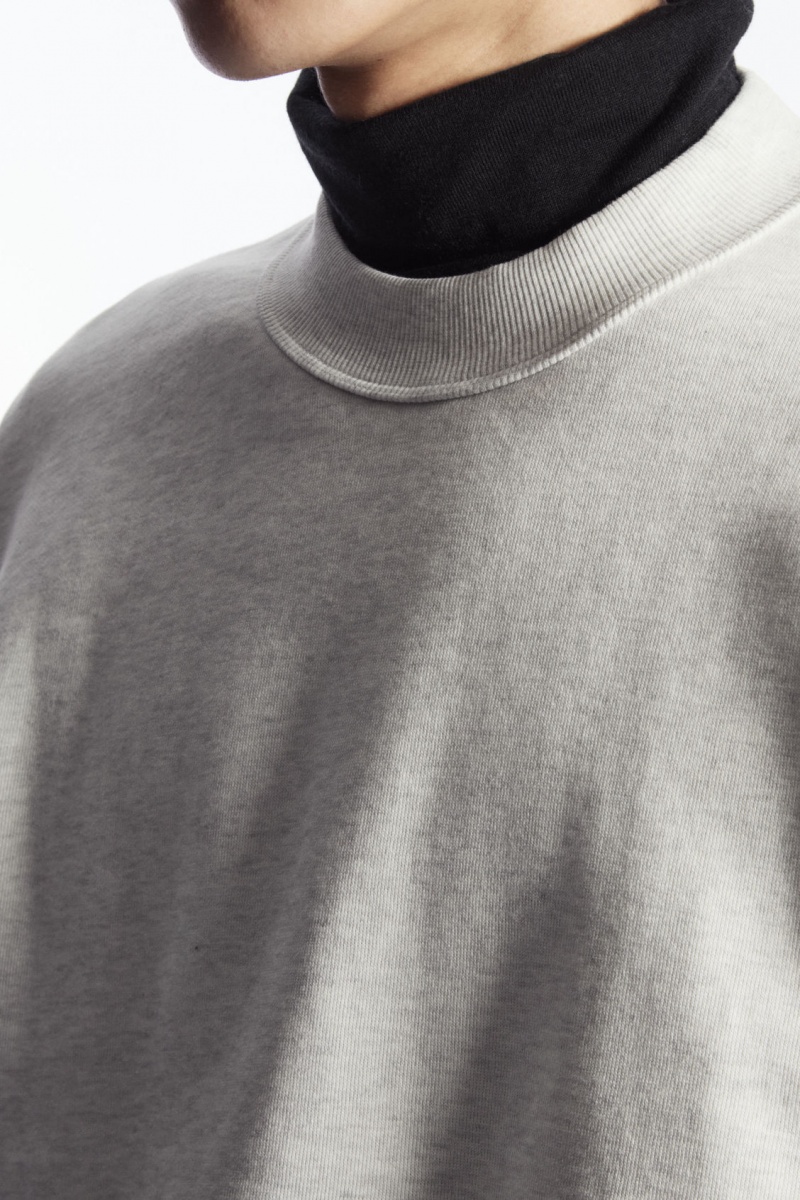 Men's COS Mock-Neck Sweatshirt Grey NZ-80RPASDWV