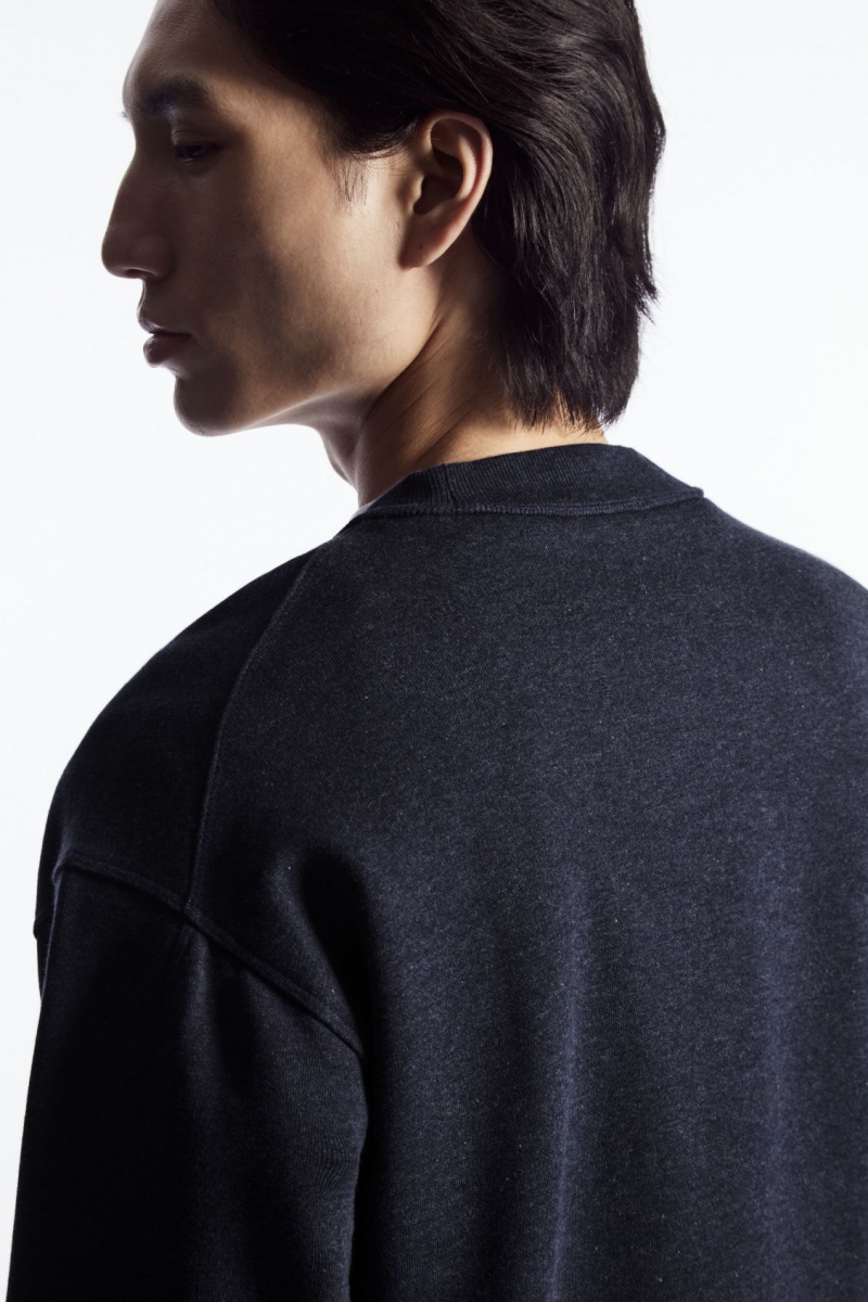 Men's COS Mock-Neck Sweatshirt Navy NZ-71CAFQUHX