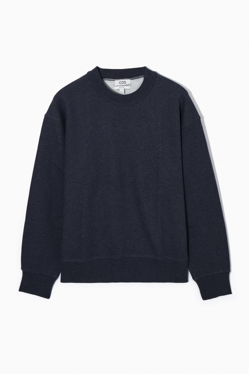 Men's COS Mock-Neck Sweatshirt Navy NZ-71CAFQUHX