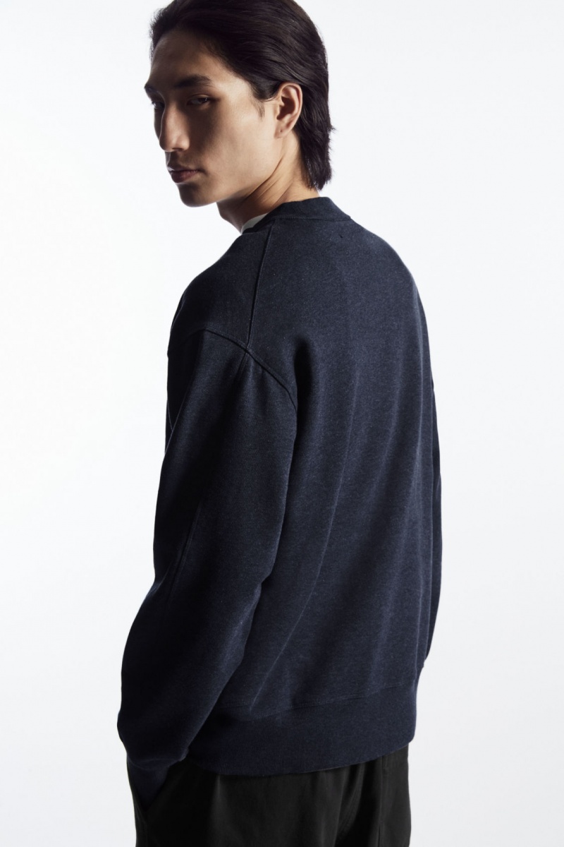 Men\'s COS Mock-Neck Sweatshirt Navy NZ-71CAFQUHX