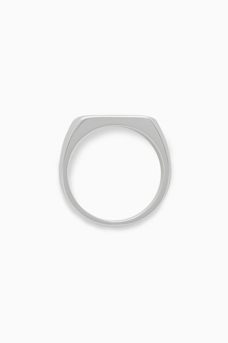Men's COS Narrow Signet Rings Silver NZ-12PGCQXHY