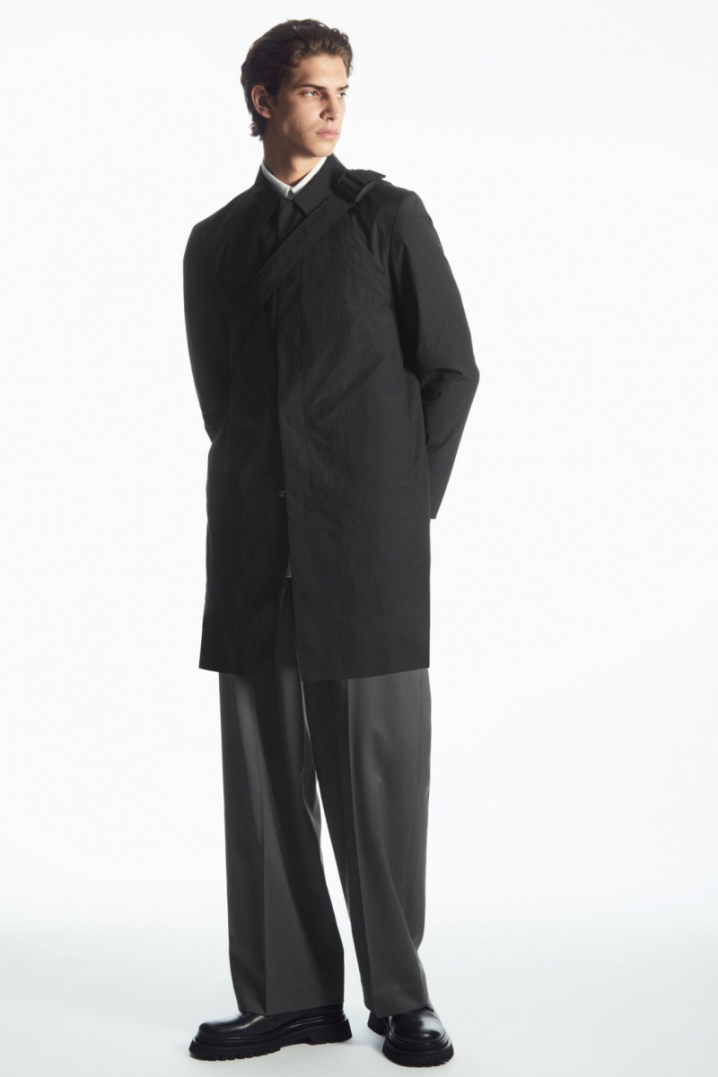 Men's COS Nylon Car Coats Black NZ-54SLHRKQY