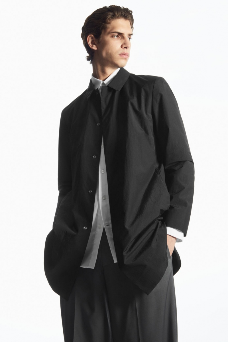 Men's COS Nylon Car Coats Black NZ-54SLHRKQY