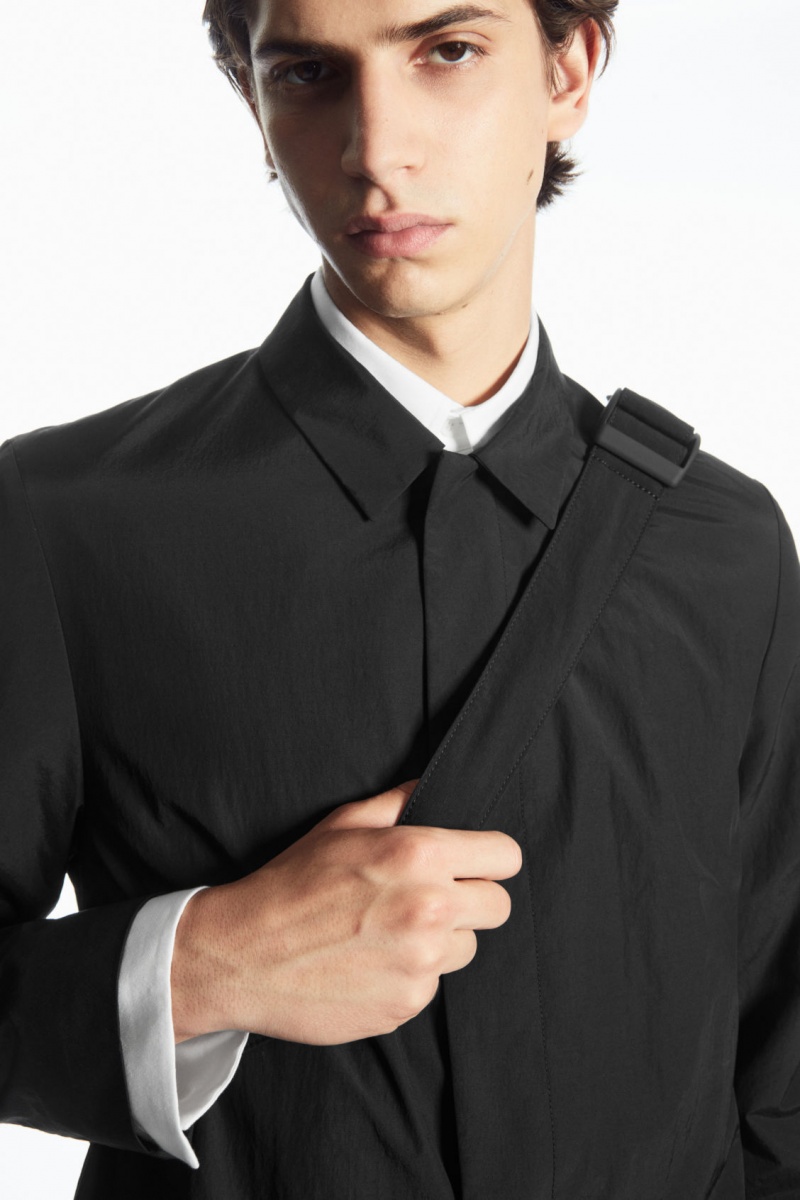 Men's COS Nylon Car Coats Black NZ-54SLHRKQY