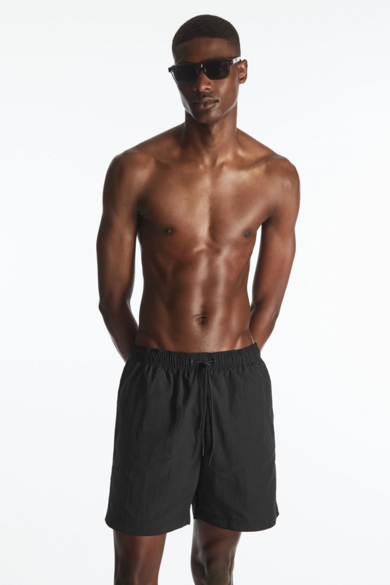 Men\'s COS Nylon Drawstring Swim Shorts Black NZ-63SEMZDIB