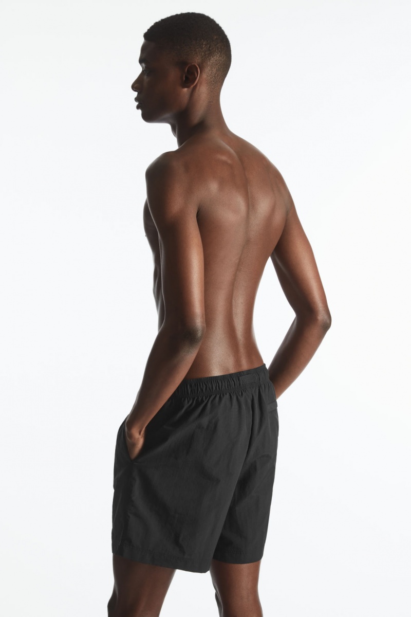 Men's COS Nylon Drawstring Swim Shorts Black NZ-15JGNDYIC