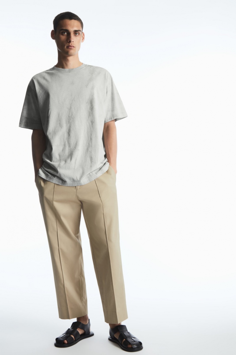 Men's COS Oversized-Dye T-Shirt Grey NZ-64ZKVRXIO