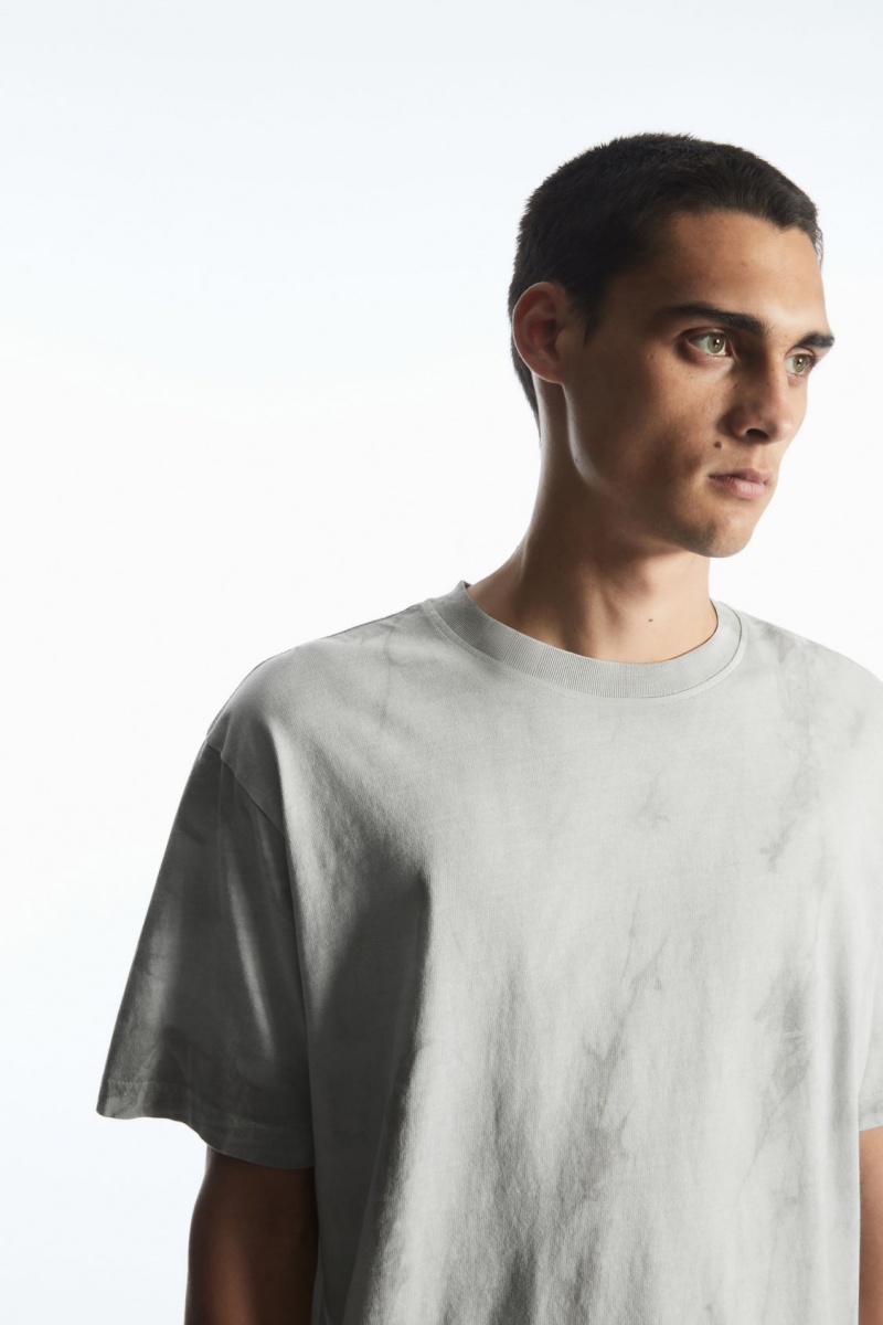 Men's COS Oversized-Dye T-Shirt Grey NZ-64ZKVRXIO