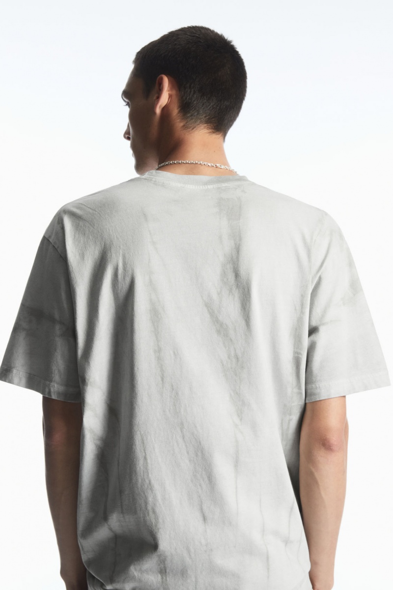 Men's COS Oversized-Dye T-Shirt Grey NZ-64ZKVRXIO