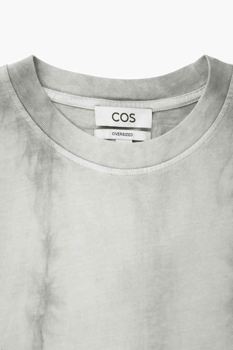 Men's COS Oversized-Dye T-Shirt Grey NZ-64ZKVRXIO