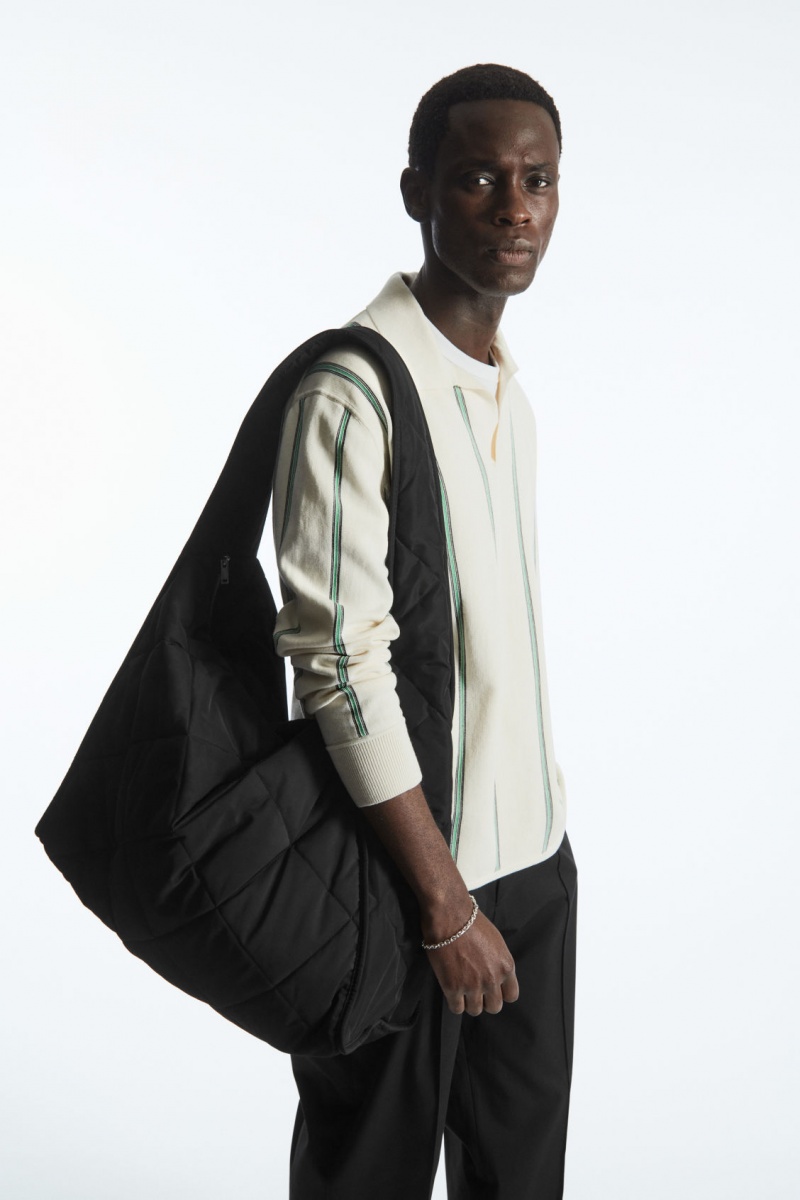 Men's COS Oversized Diamond-Quilted Shoulder Bags Black NZ-03EFWCVDX