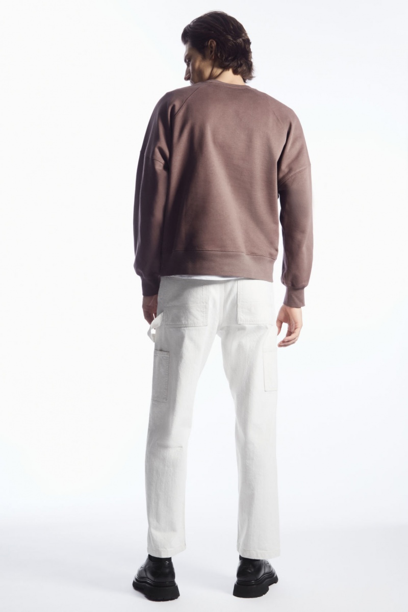 Men's COS Oversized Exposed-Seam Sweatshirt Purple NZ-86ELXSVNZ