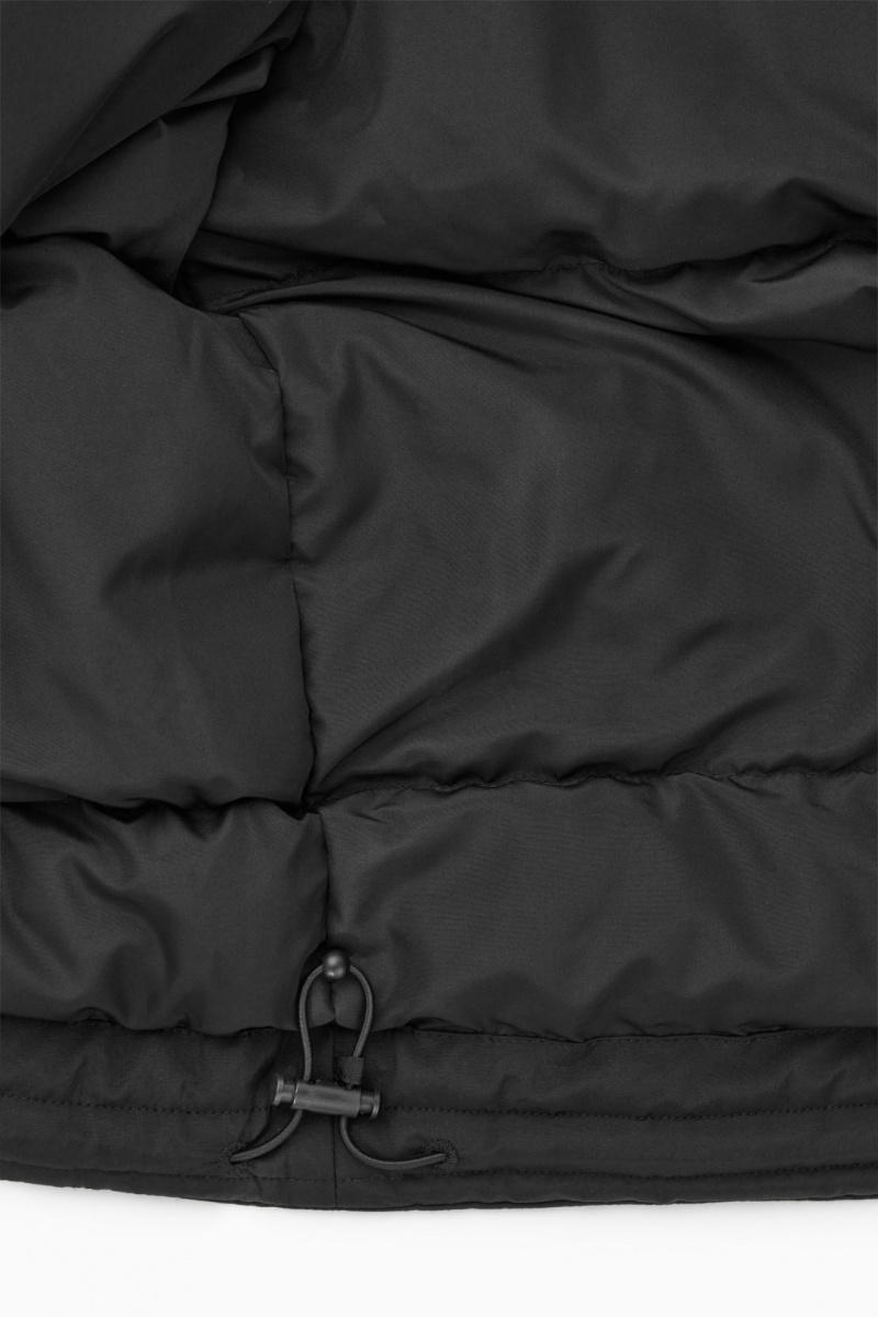 Men's COS Padded Magnetic-Collar Jackets Black NZ-62XREAJCY