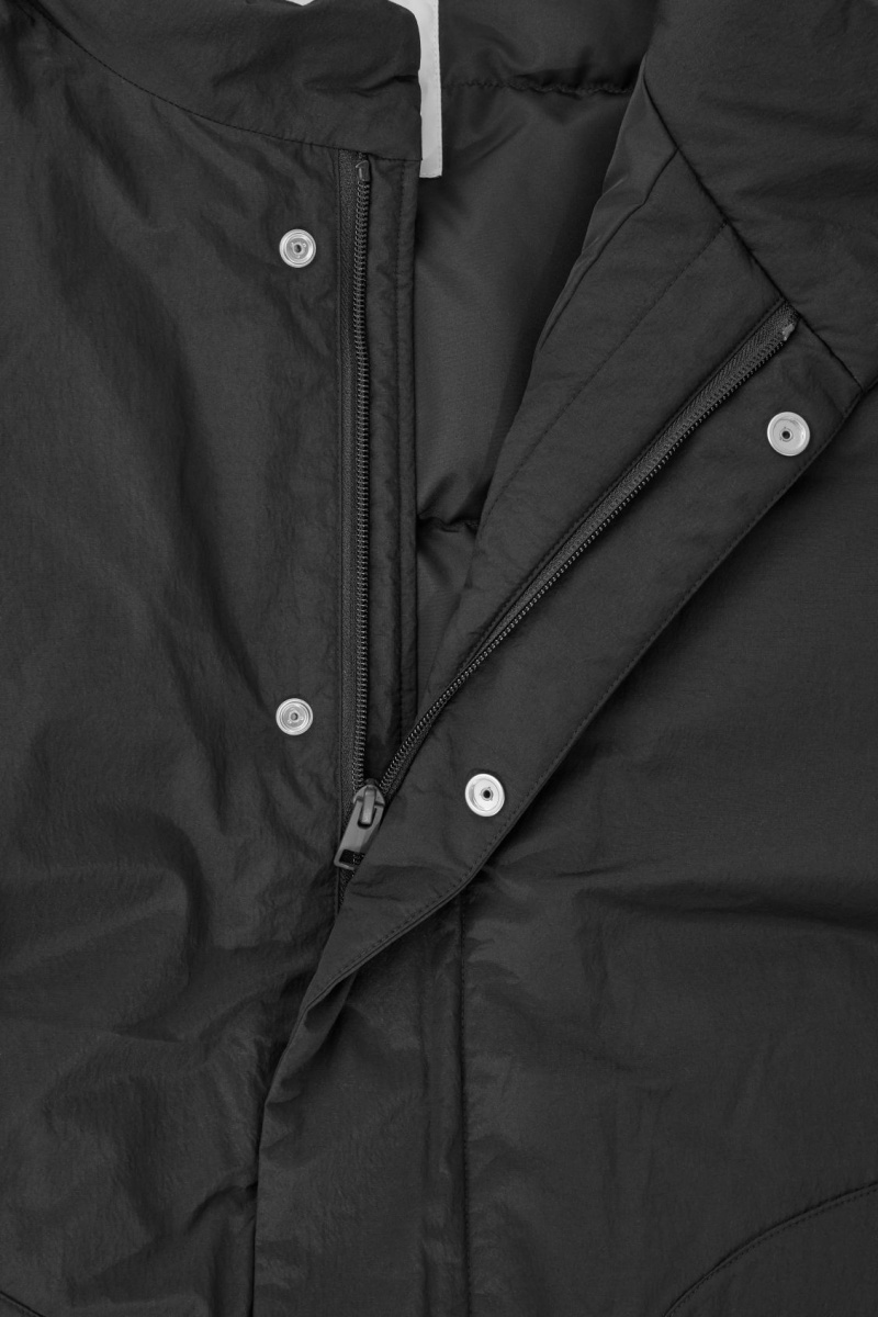 Men's COS Padded Magnetic-Collar Jackets Black NZ-62XREAJCY