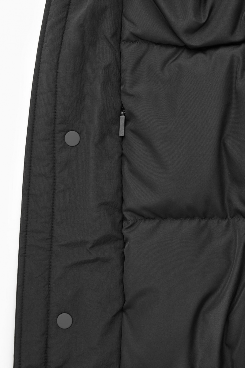 Men's COS Padded Magnetic-Collar Jackets Black NZ-62XREAJCY