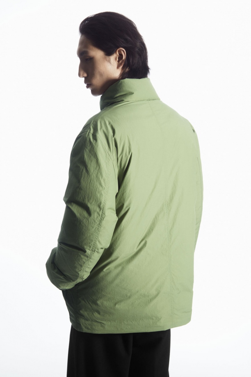 Men's COS Padded Magnetic-Collar Jackets Khaki Green NZ-40JUDARFQ