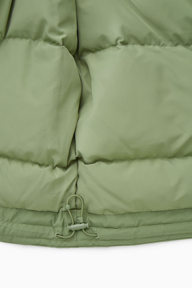 Men's COS Padded Magnetic-Collar Jackets Khaki Green NZ-40JUDARFQ