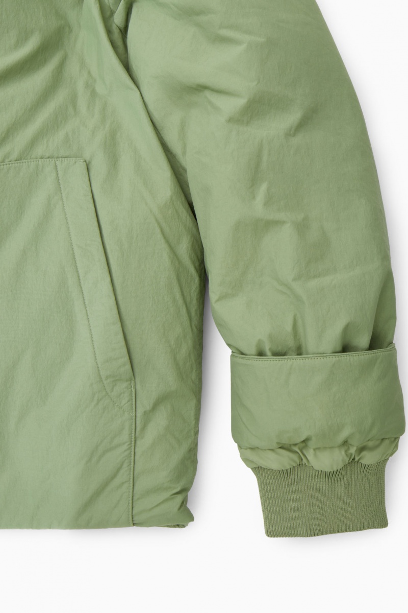 Men's COS Padded Magnetic-Collar Jackets Khaki Green NZ-40JUDARFQ