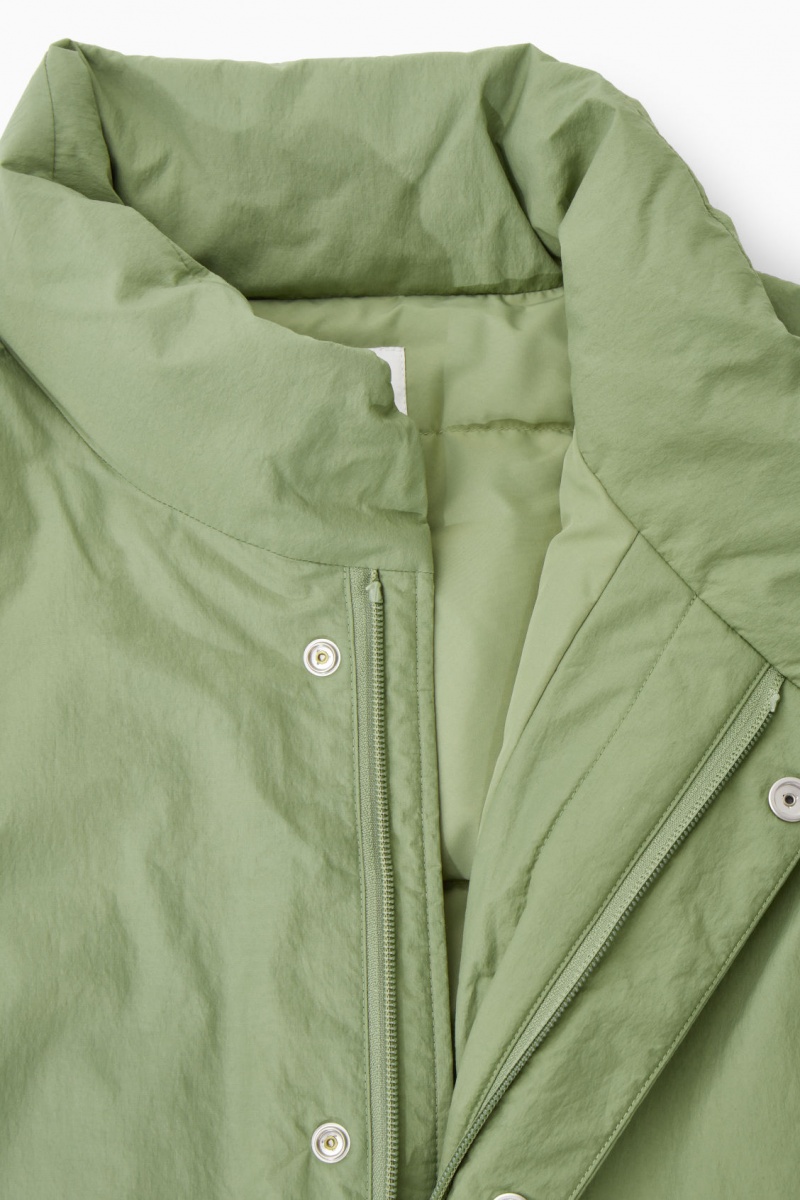 Men's COS Padded Magnetic-Collar Jackets Khaki Green NZ-40JUDARFQ
