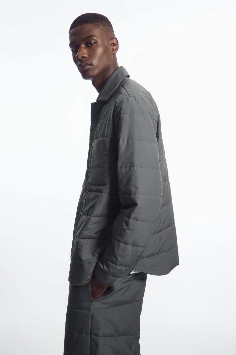 Men's COS Padded Overshirt Shirts Dark Grey NZ-49SBVHCLQ