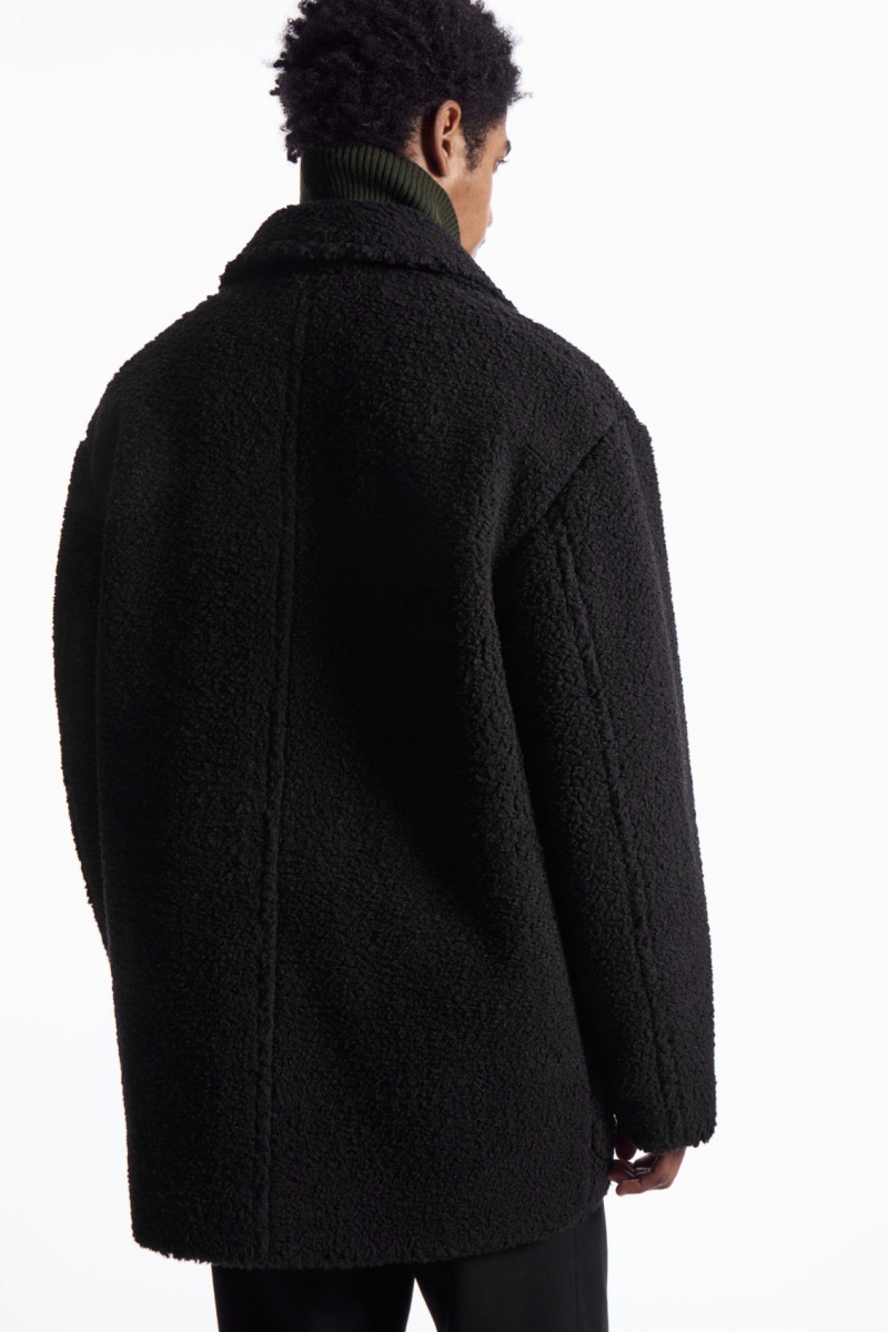 Men's COS Padded Teddy Jackets Black NZ-14BZUKGIC