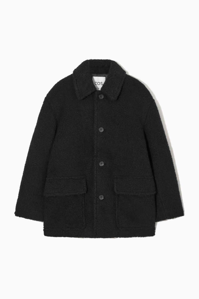 Men's COS Padded Teddy Jackets Black NZ-14BZUKGIC