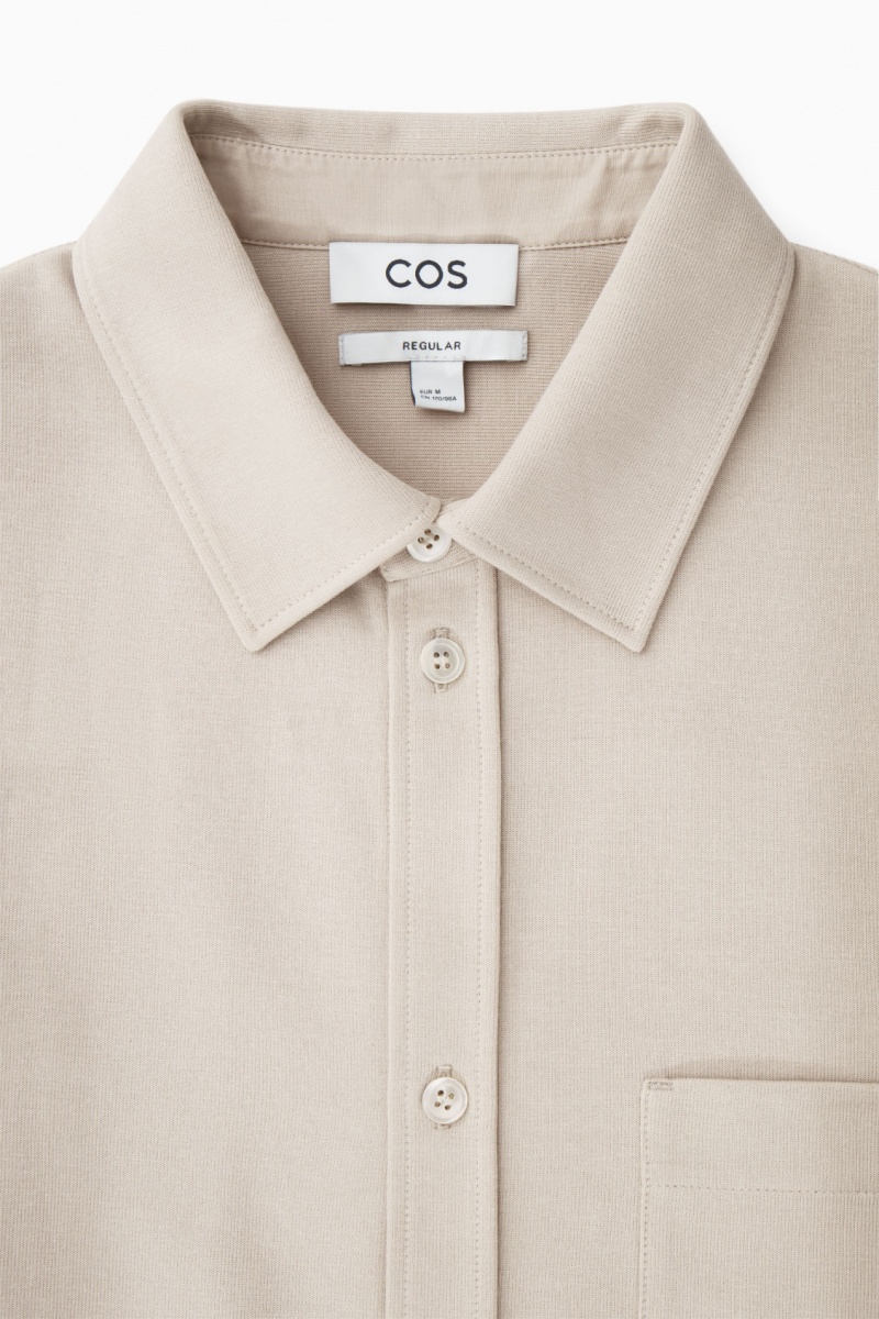 Men's COS Patch-Pocket Jersey Shirts Light Beige NZ-01HCJRLUP
