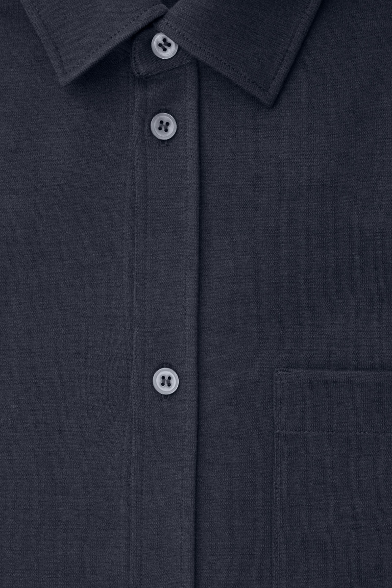 Men's COS Patch-Pocket Jersey Shirts Navy NZ-24VGODEKM