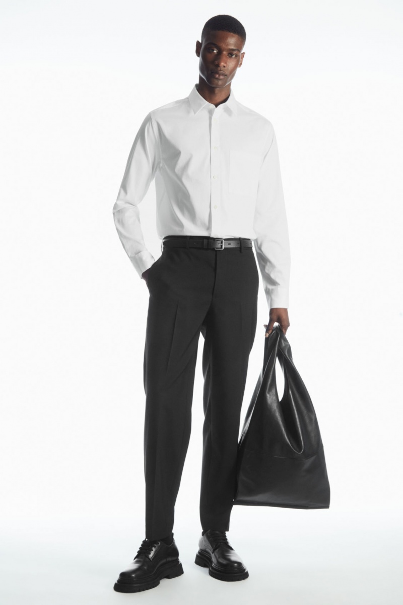 Men's COS Patch-Pocket Regular Shirts White NZ-04ALTEYCS
