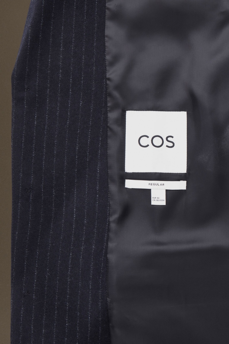 Men's COS Pinstriped Wool Regular Blazer Navy NZ-47QEOKNIU