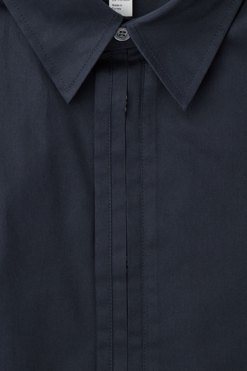 Men's COS Pleated-Placket Dress Navy NZ-80CTRMNOY
