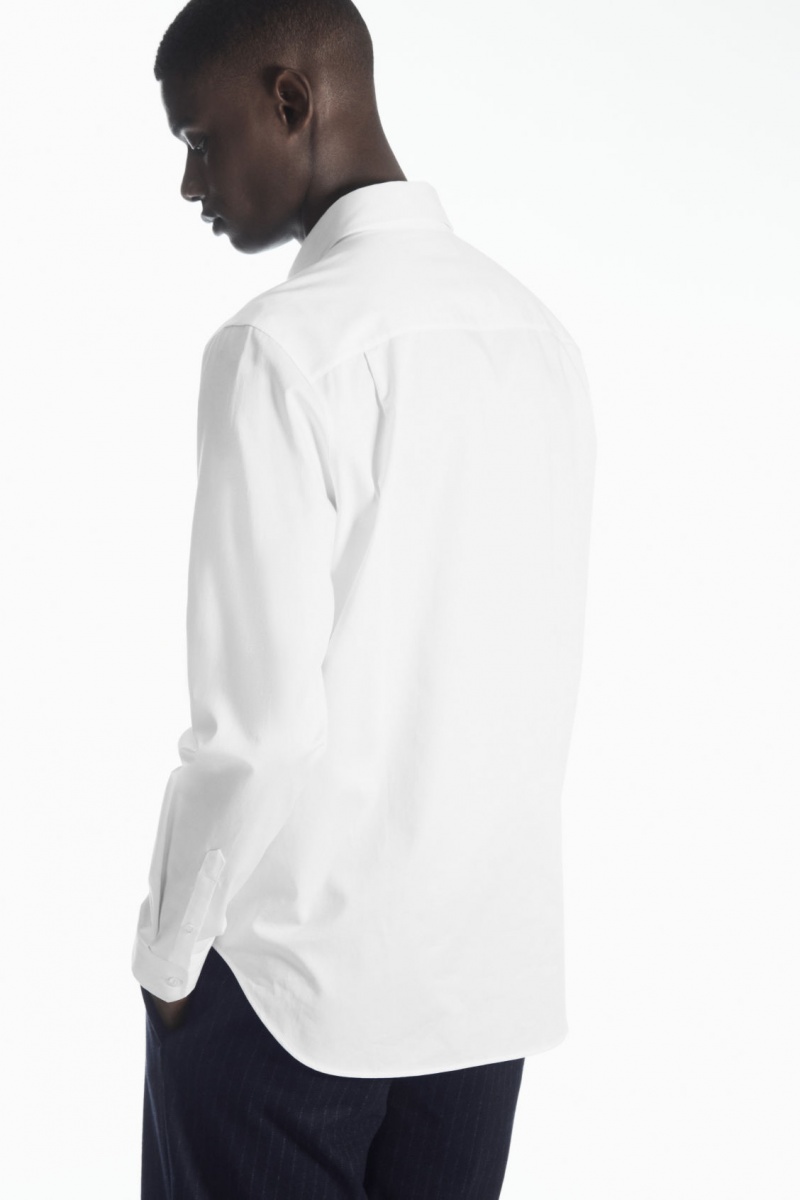 Men's COS Pleated-Placket Dress White NZ-63RUCELJS