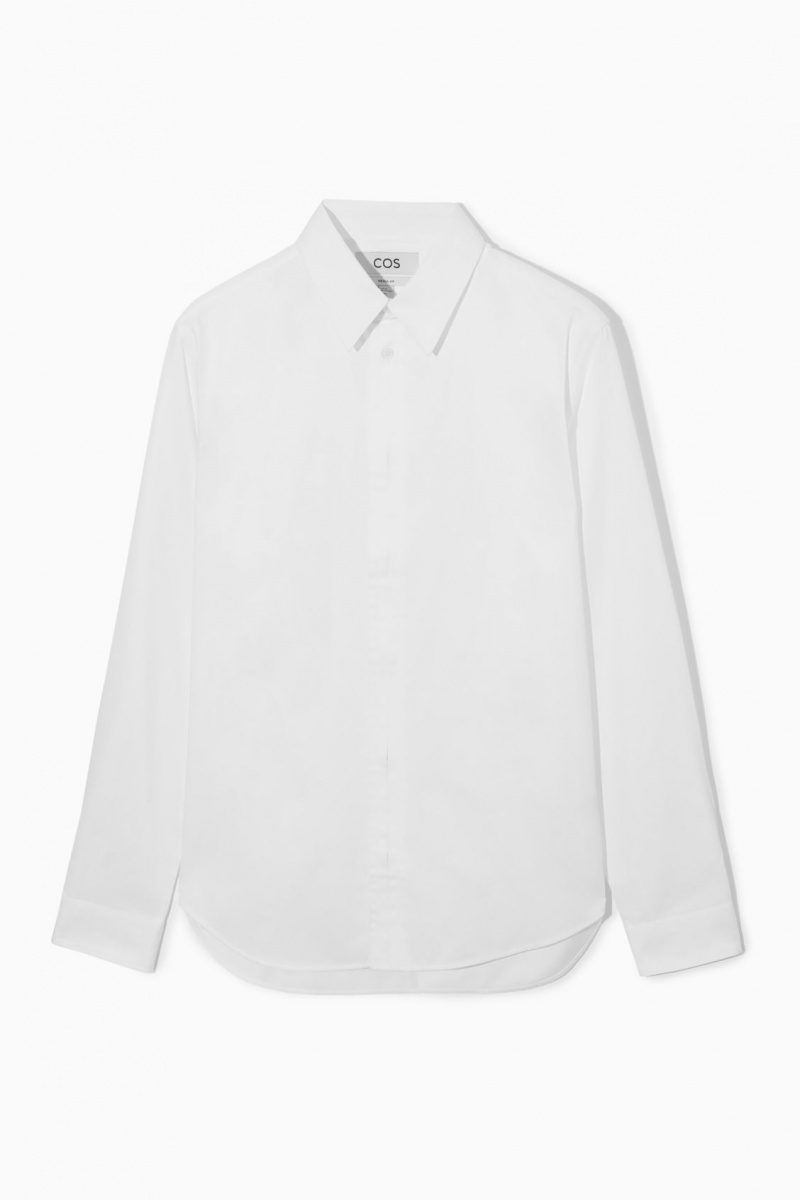 Men's COS Pleated-Placket Dress White NZ-63RUCELJS