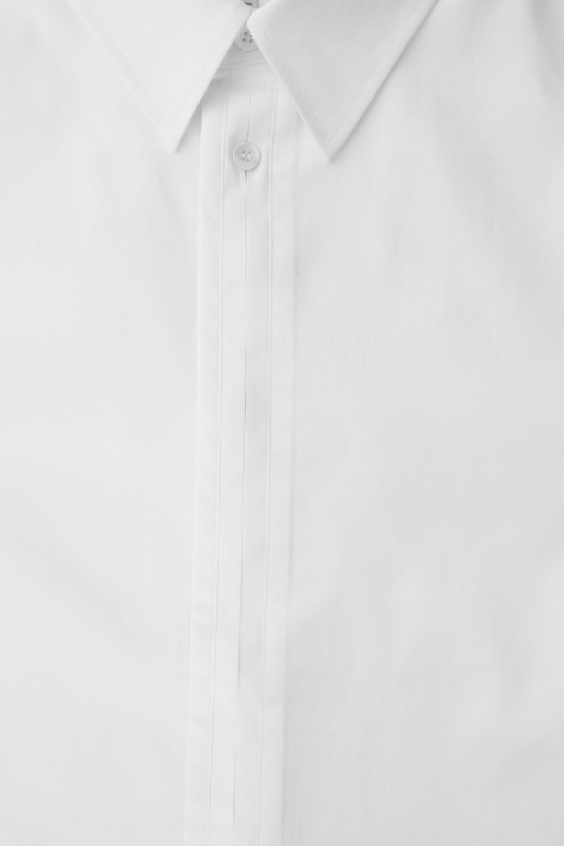 Men's COS Pleated-Placket Dress White NZ-63RUCELJS