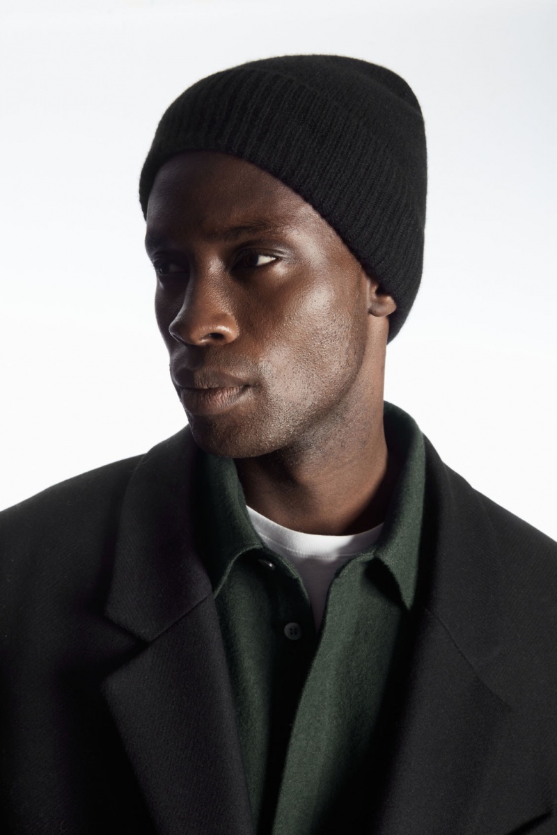 Men's COS Pure Cashmere Beanie Black NZ-69STRQBVH