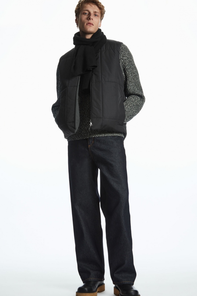 Men's COS Pure Cashmere Scarf Black NZ-48NBOCFIH